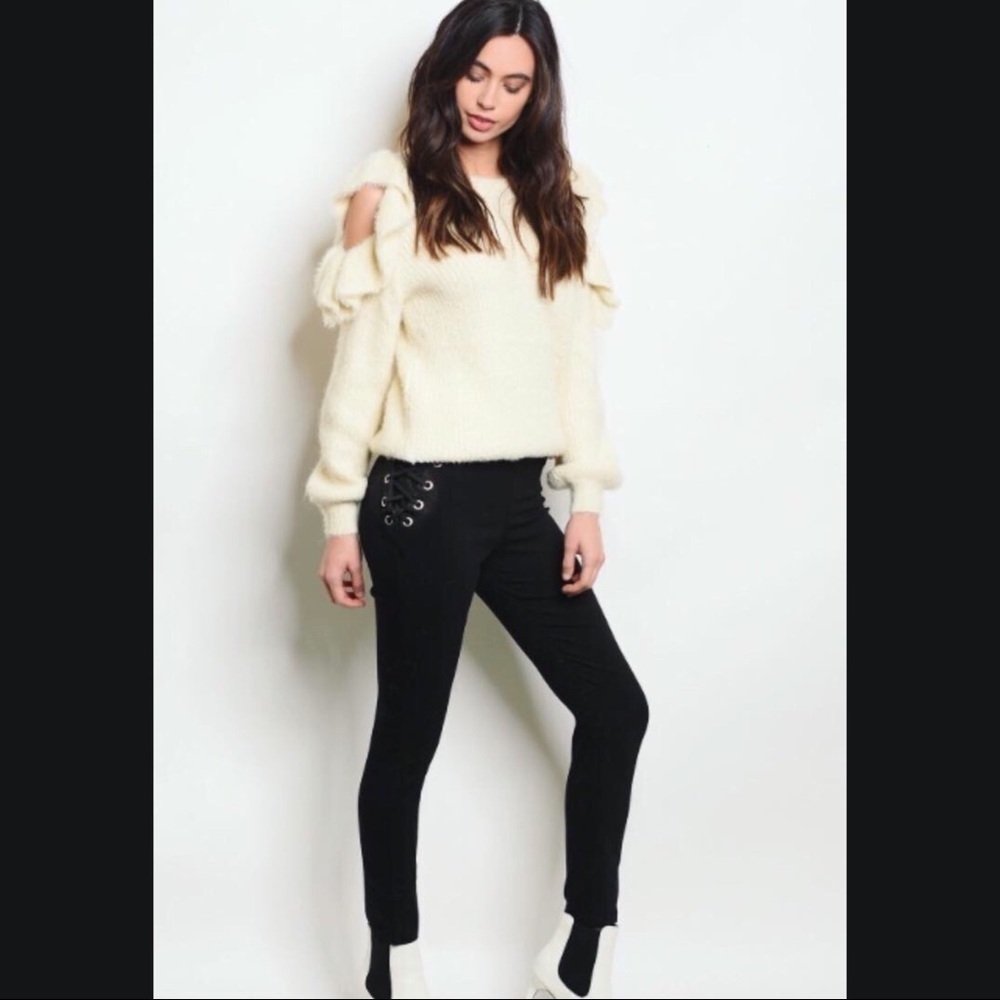Sale Eliza Black Lace Up Pants